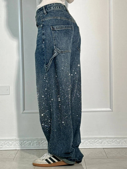 Knappficka High Rise Wide Leg Jeans/Button Pocket High Rise Wide Leg Jeans