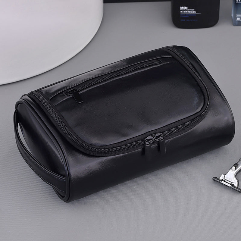 Men's Large-Capacity Portable Pu Cosmetic Bag - The Perfect Companion For Travel And Home
