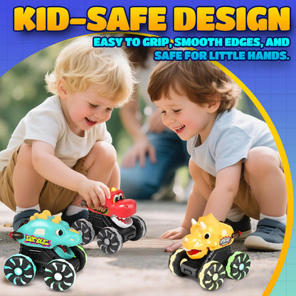 🚗 Dino-Truck-Spielzeug zum Draufdrücken und Losfahren mit bewegungsaktiviertem Licht für Kleinkinder