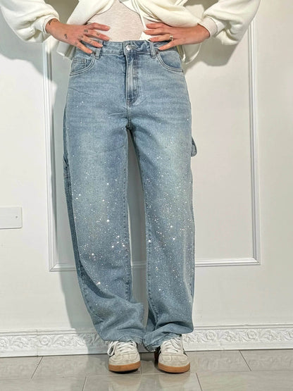 Knappficka High Rise Wide Leg Jeans/Button Pocket High Rise Wide Leg Jeans
