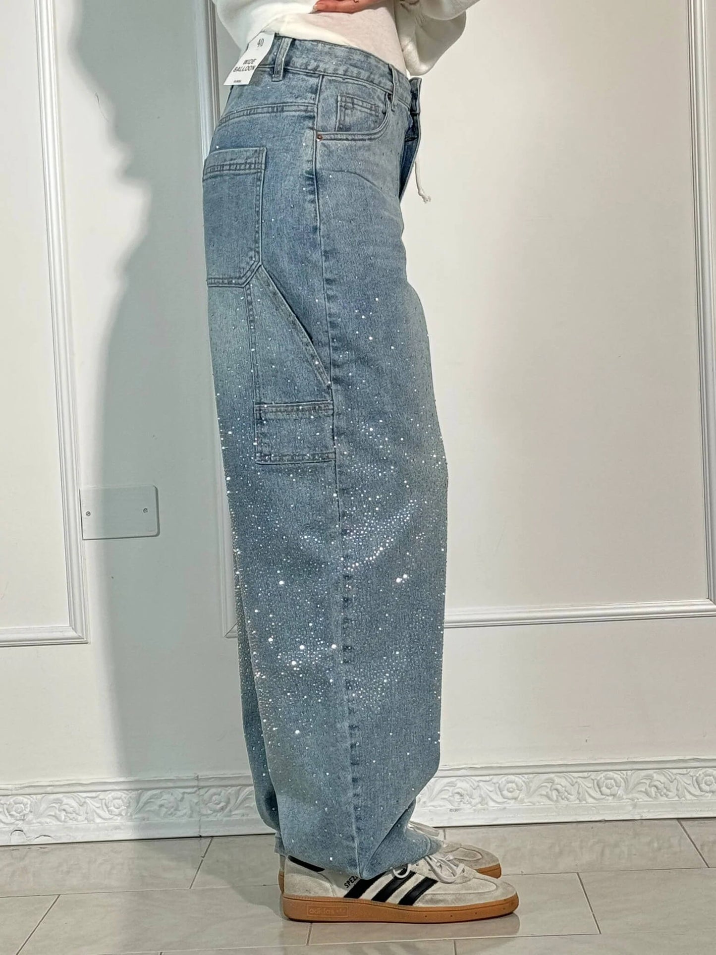 Knappficka High Rise Wide Leg Jeans/Button Pocket High Rise Wide Leg Jeans