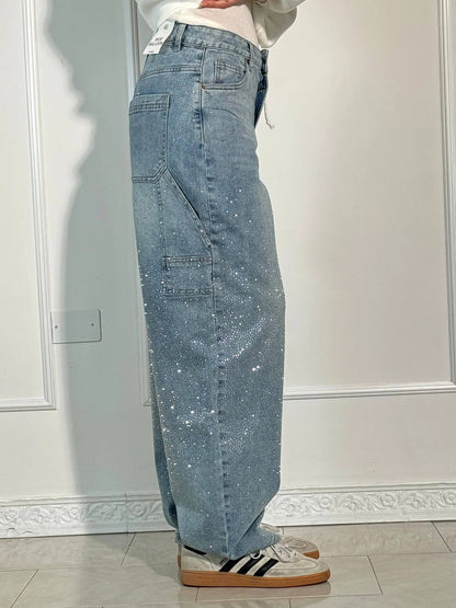 Knappficka High Rise Wide Leg Jeans/Button Pocket High Rise Wide Leg Jeans