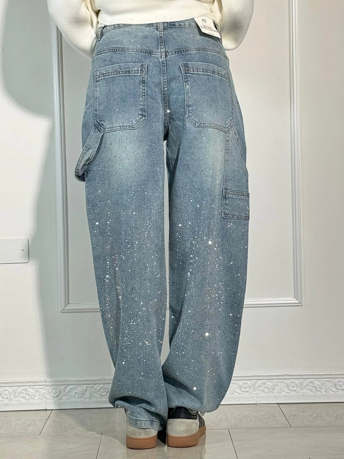 Knappficka High Rise Wide Leg Jeans/Button Pocket High Rise Wide Leg Jeans