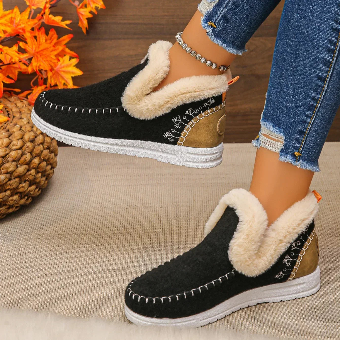 Warme, mit Fleece gefütterte Damen-Baumwollstiefel