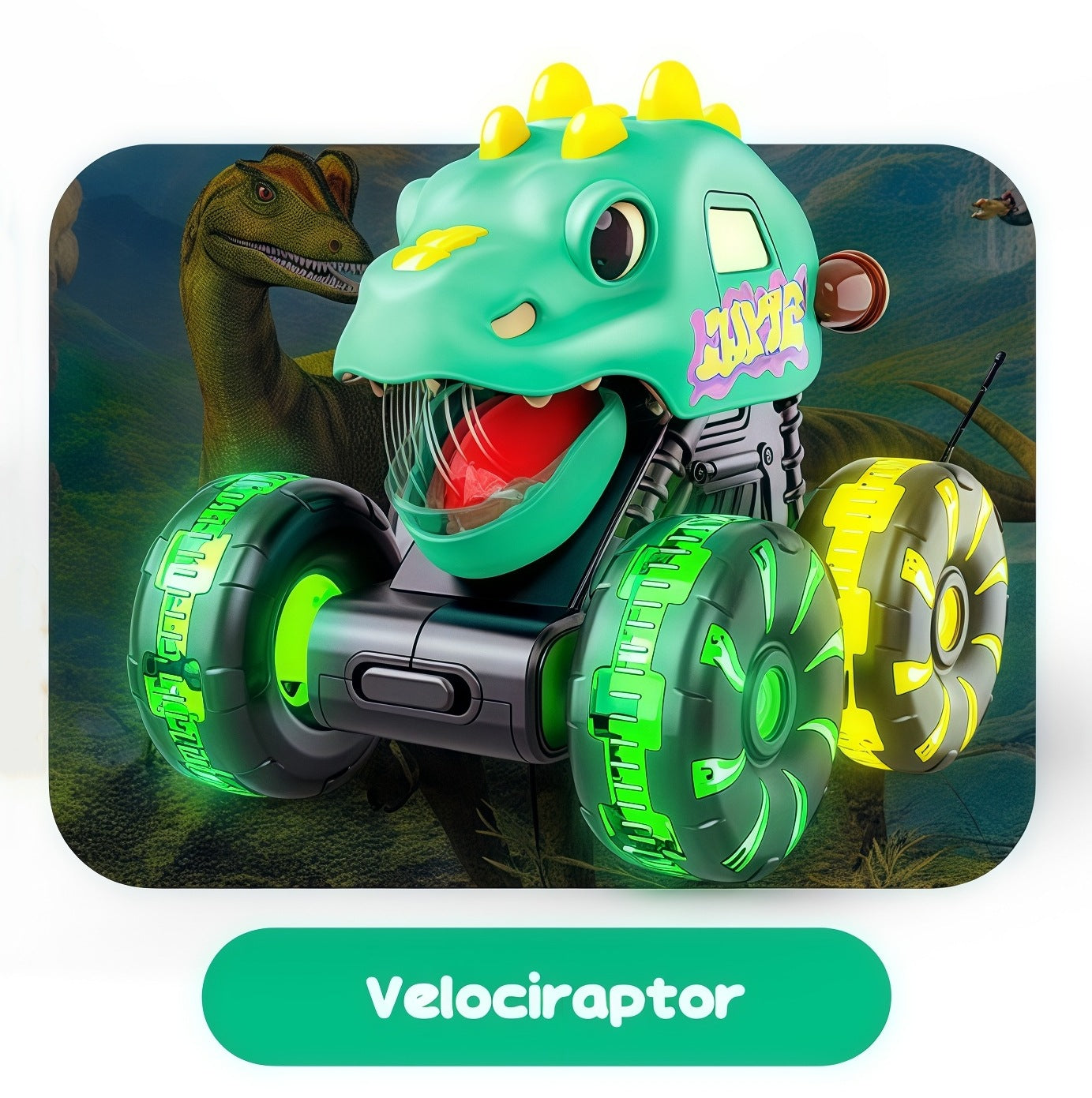 🚗 Dino-Truck-Spielzeug zum Draufdrücken und Losfahren mit bewegungsaktiviertem Licht für Kleinkinder