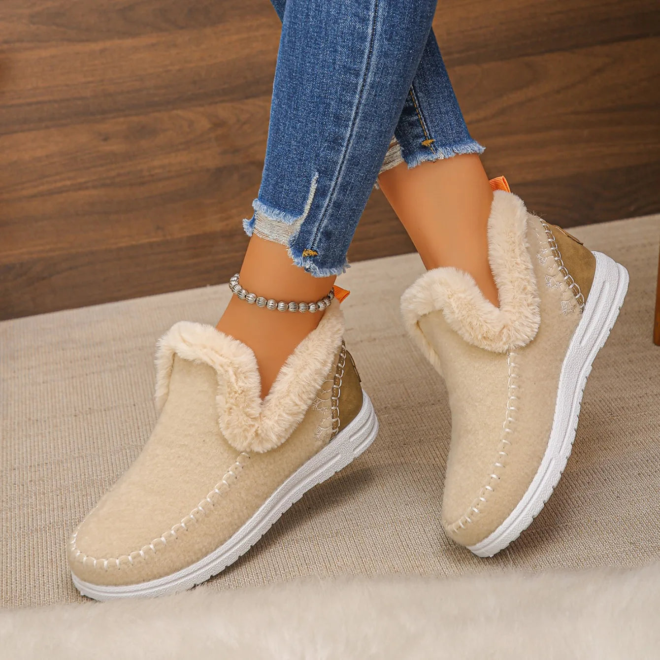 Warme, mit Fleece gefütterte Damen-Baumwollstiefel