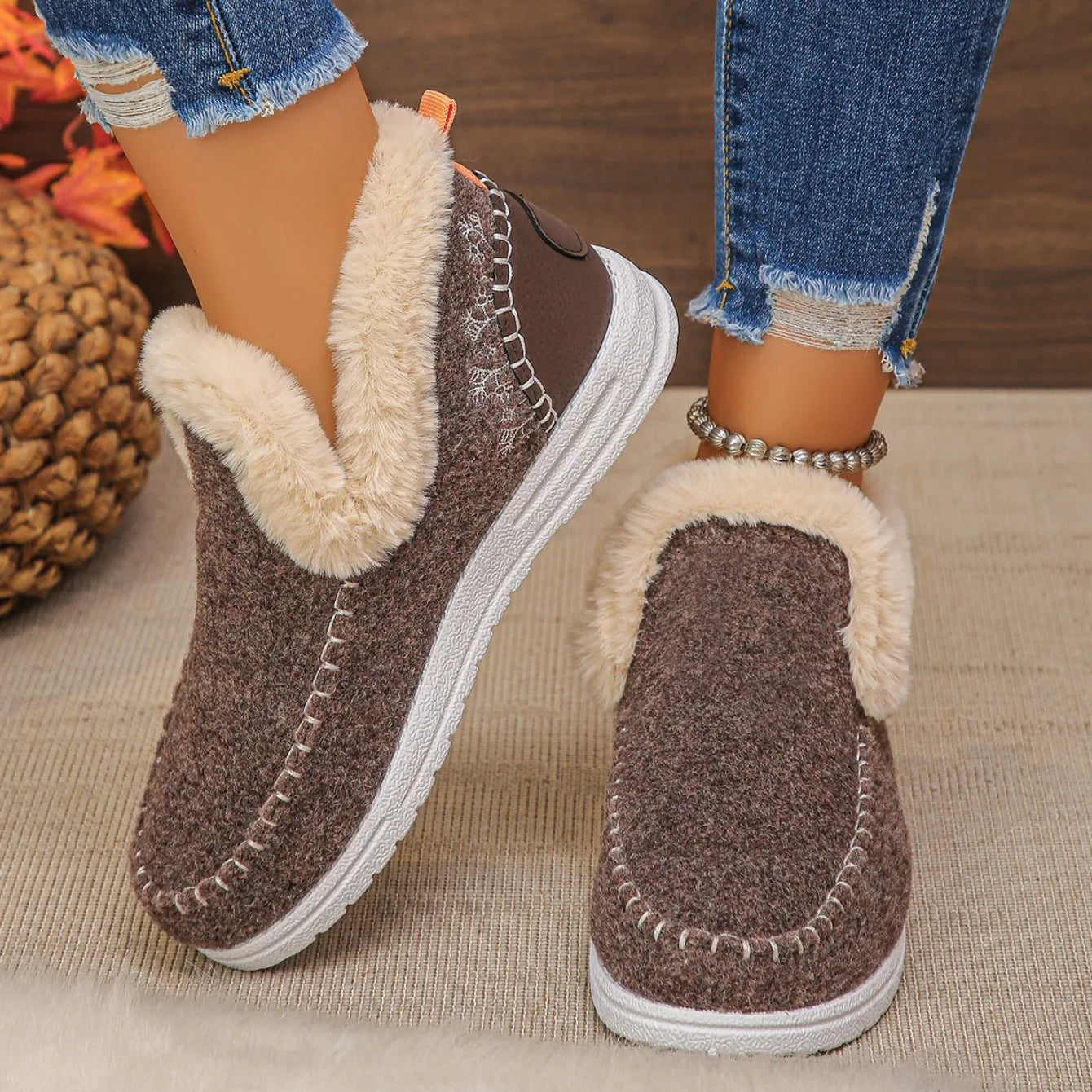 Warme, mit Fleece gefütterte Damen-Baumwollstiefel