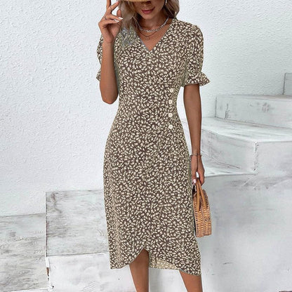 Casual Wrap Dress With Flowers For Women