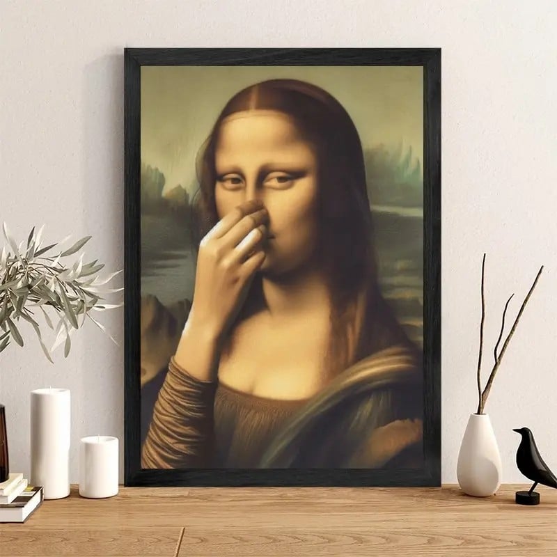 Imitation der Mona Lisa, lustige Vintage-Toiletten-Humor-Zimmerdekoration