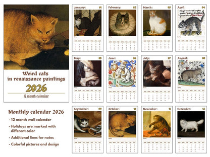 Vreemde katten in de renaissance 2026 Wandkalender