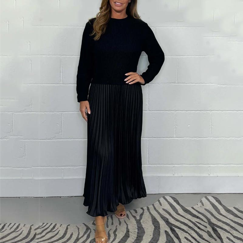 Elegant And Stylish Round Neck Pleated Dresses For Women