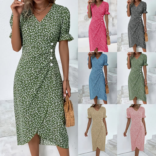 Casual Wrap Dress With Flowers For Women