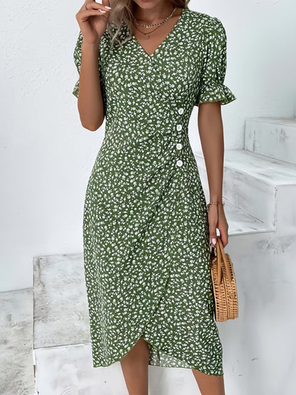 Casual Wrap Dress With Flowers For Women