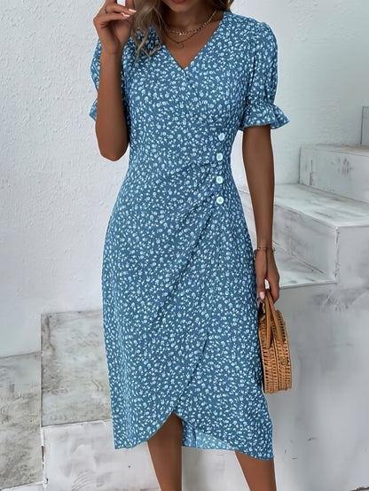 Casual Wrap Dress With Flowers For Women