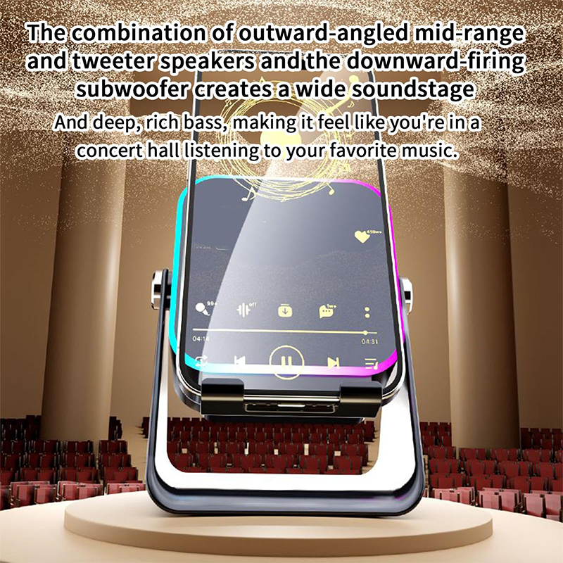 5-in-1 kabelloser Bluetooth-Lautsprecher mit Induktionsfunktion und verstellbarem Handyhalter