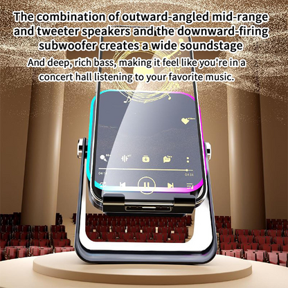 5-in-1 kabelloser Bluetooth-Lautsprecher mit Induktionsfunktion und verstellbarem Handyhalter